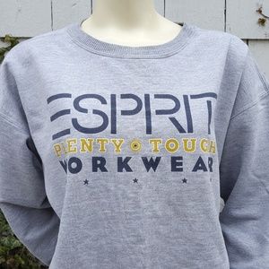 Vintage 90s ESPRIT Gray Sweatshirt Big Logo 1990s